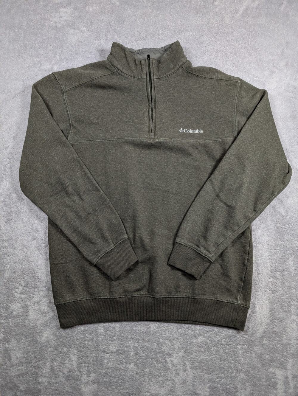 Columbia Sweater Mens Size Medium Pine Green Quarter Zip Outdoor Casual Hiking